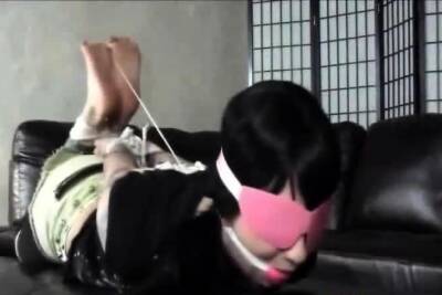 Asian whore blindfolded, gagged and used as a cum dumpster - nvdvid.com