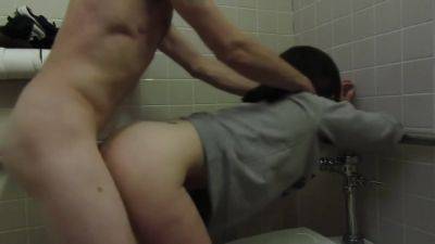 Having A Little Fun Giving A Blowjob And Being Used In Public Bathroom - hclips